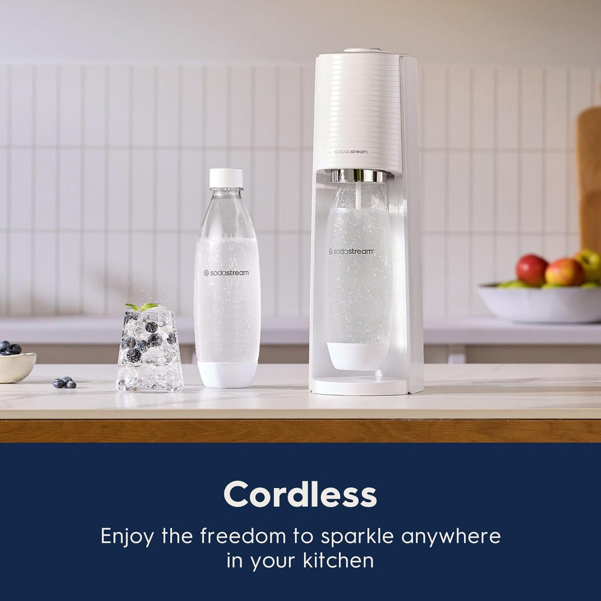 SodaStream Terra Sparkling Water Maker Bundle (White), with CO2, DWS Bottles, and Bubly Drops Flavors