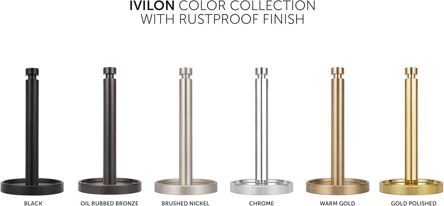 Ivilon Countertop Paper Towel Holder - Steady and Easy Tear - Fits All Paper Towel Rolls - Black