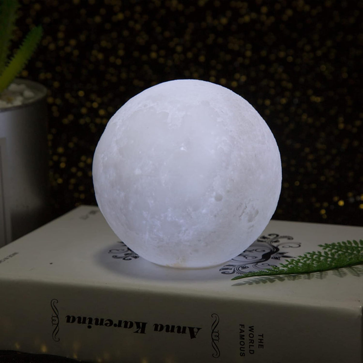 Cake Topper for Kids Astronaut Space Birthday Cake Decoration, 3D Soft Light Moon Outer Space Cake Topper for Party Supply, LED Moon Planet Birthday Cake Decoration