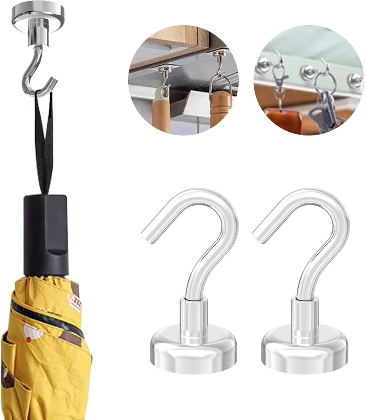 Heavy Duty Small Magnetic Hooks with 0.79" Dia Magnetic Base,40lbs - 24Pack Super Strong Rare Earth Magnet Hook, Extra Strong Cruise Hook for Hanging, Magnetic Hanger for Cabins, Grill