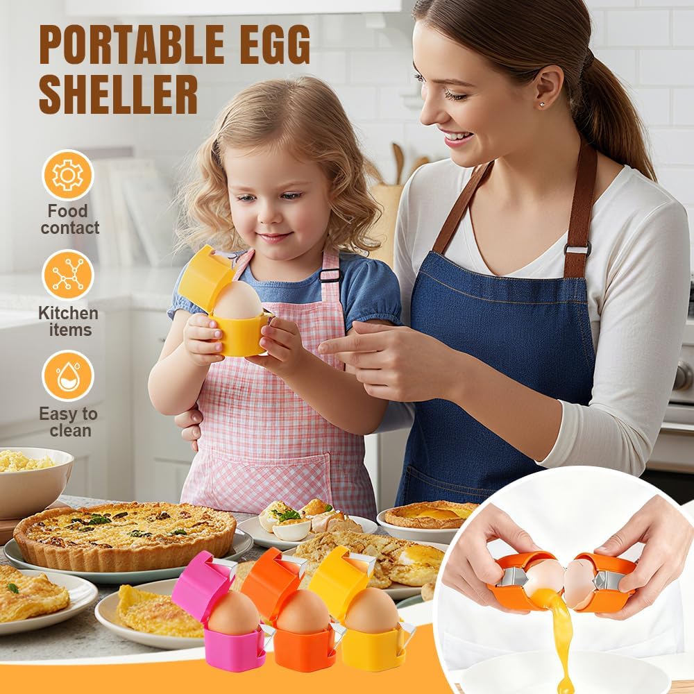 Egg Shell Opener, 2026 Upgrade Egg Peeler, Stainless Steel Egg Slicer for Hard Boiled Eggs, Egg Peeling Tool, Hard Boiled Egg Peeler, Egg Shell Cutter for Boiled Egg (Mix 3PCS)