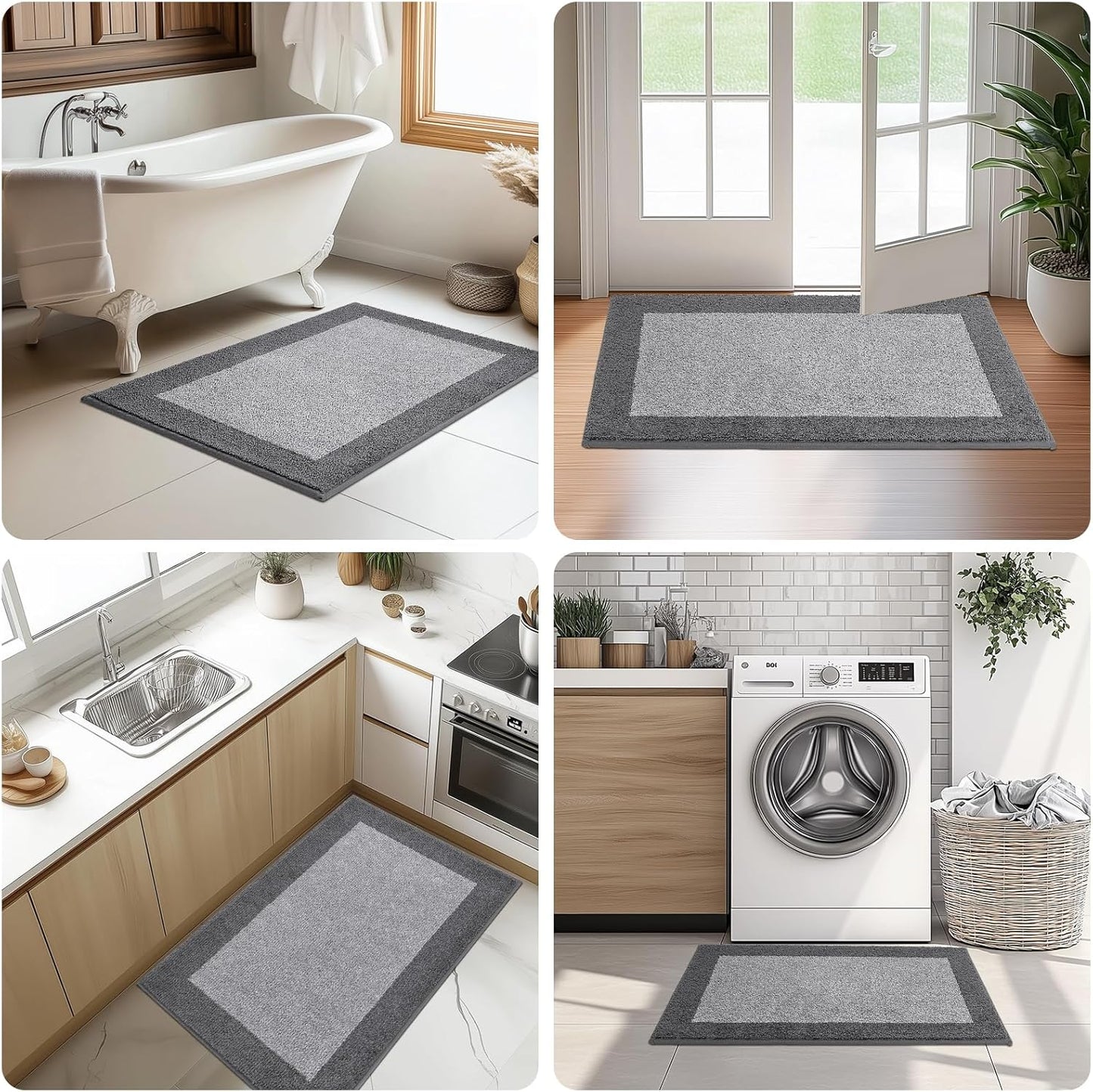 Machine Washable Runner Rug 32" x 120", Non Slip Kitchen Mat for Floor, Absorbent Entryway Rug for Kitchen, Bedroom, Living Room, Hallway, Door (Roll Packing)