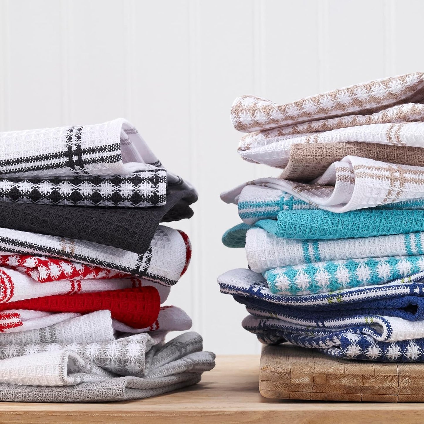 T-fal Premium Waffle Dish Cloths: Highly Absorbent, Super Soft Long Lasting - 100% Cotton, 12"x13" Towel for Cleaning & Drying, (12-Pack), Red
