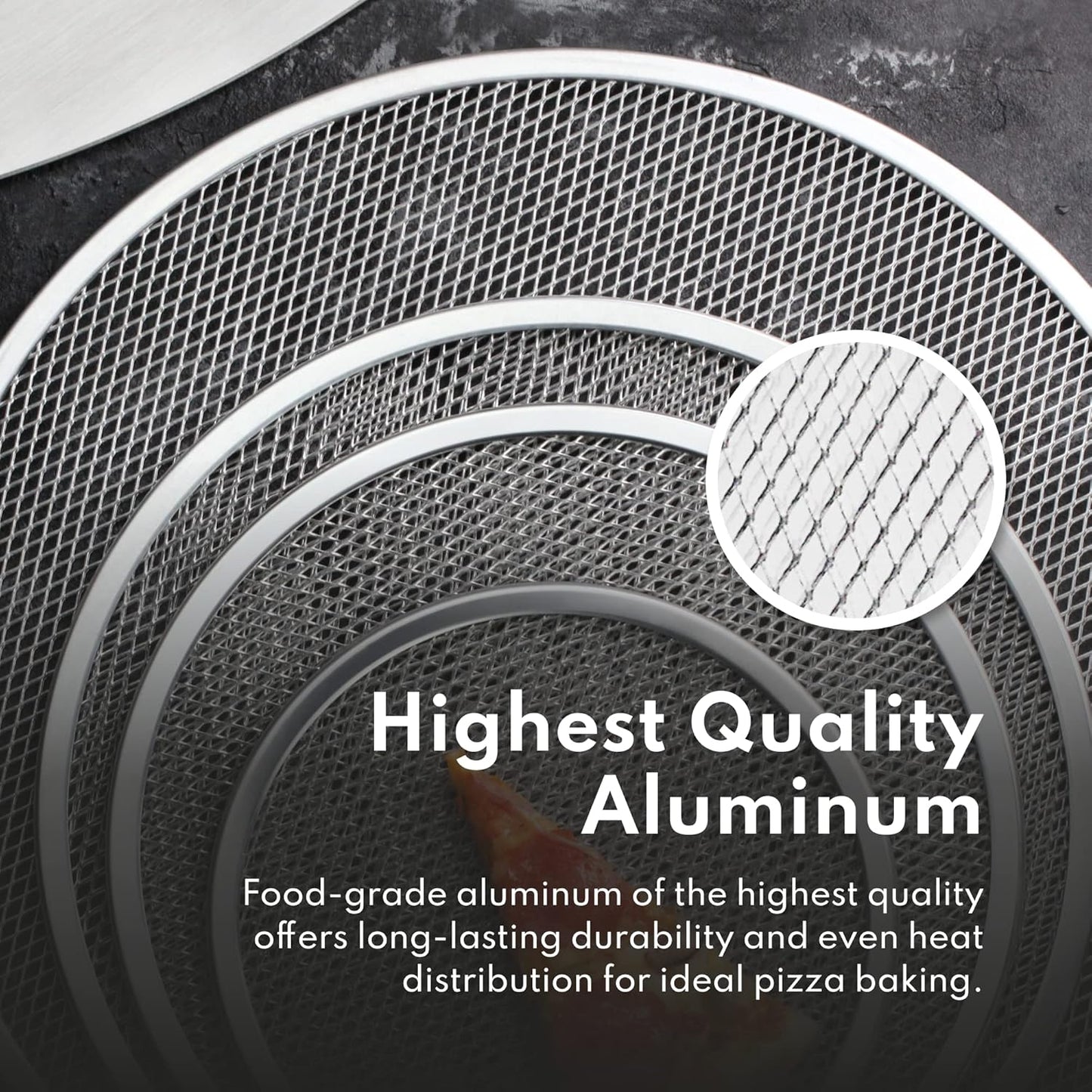 New Star Foodservice 50981 Restaurant-Grade Aluminum Pizza Baking Screen, Seamless, 18-Inch, Pack of 6