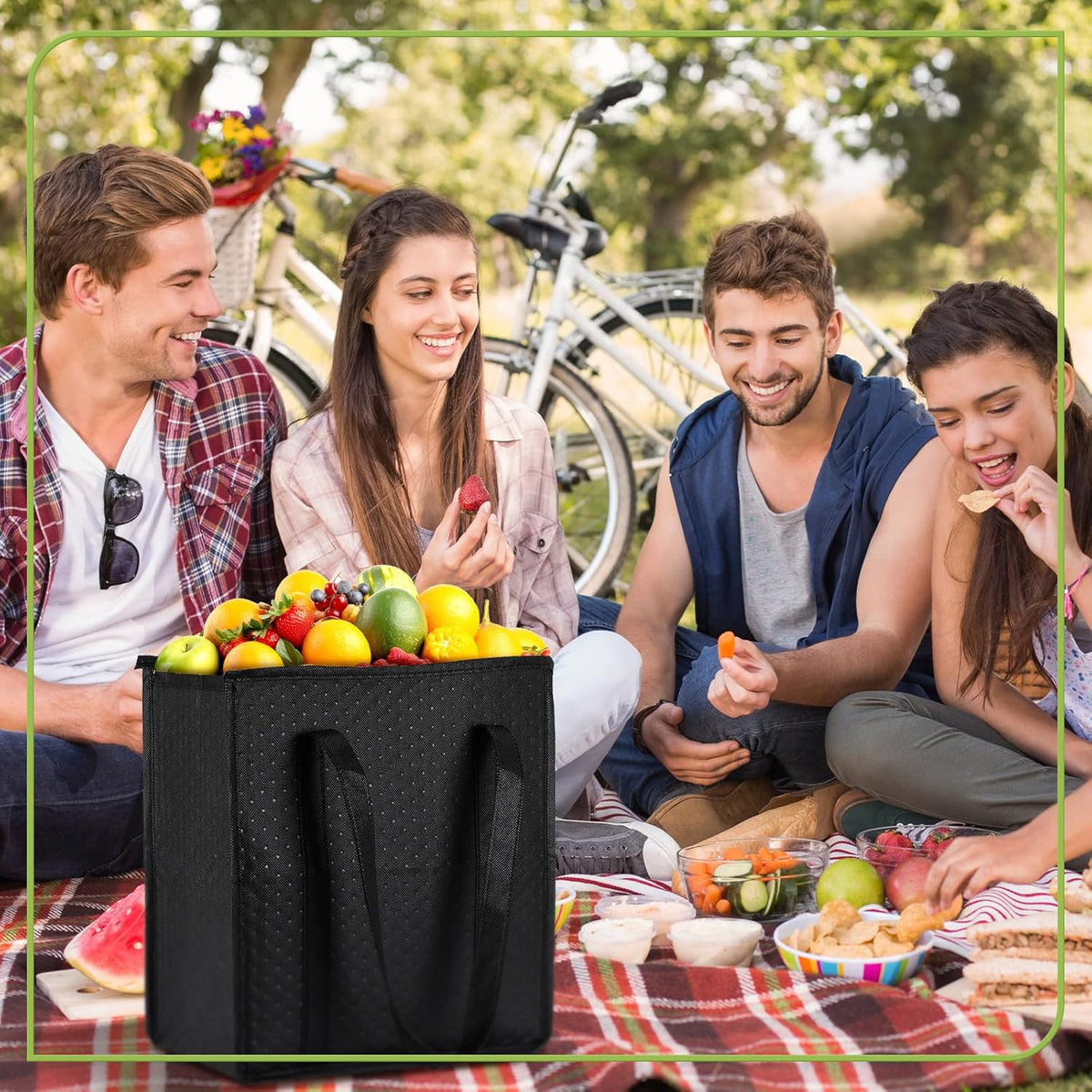 Paterr 4 Pcs Insulated Grocery Bags Large Reusable Insulated Cooler Bags with Zipper Top Shopping Totes for Hot or Cold Food