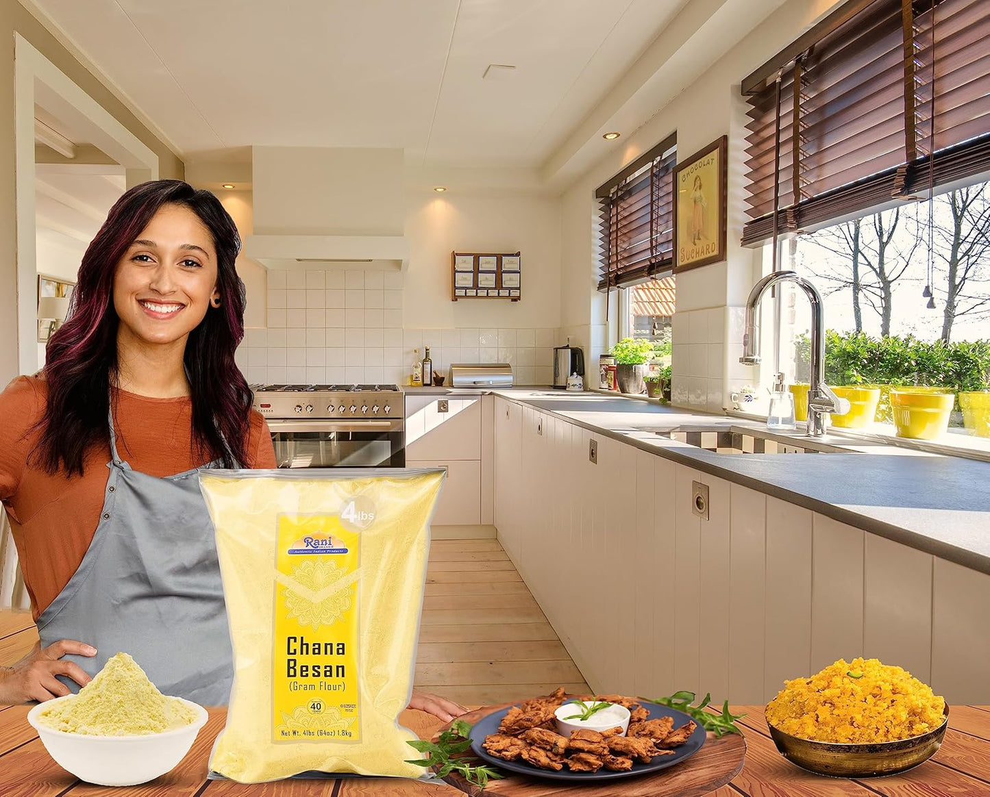 Rani Chana Besan (Chickpeas Flour, Gram) 64oz (4lbs) 1.81kg Bulk ~ All Natural | Vegan | Gluten Friendly | NON-GMO | Kosher | Indian Origin