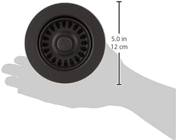 Houzer 190-9265 - 3-1/2 Inch Matte Black Kitchen Sink Basket Strainer, Durable Food Catcher Stopper for Metal Kitchen Sink, Ideal for Filtering Waste and Preventing Clogs