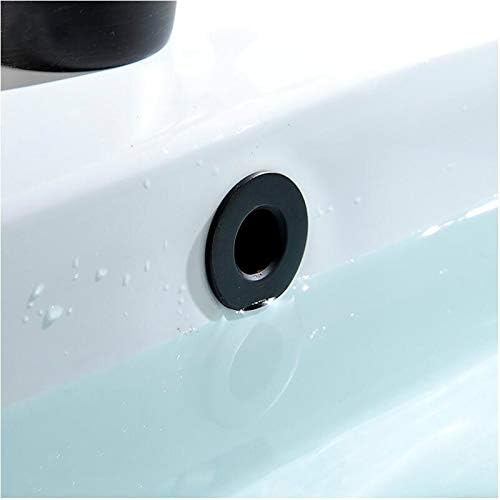 Sink Basin Trim Overflow Cover Brass Insert in Hole Round Caps Matte Black 3 PCS