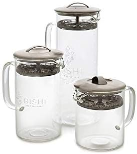 Rishi Tea Simple Brew Teapot - For 12oz Loose Tea Preparation, Built-in Strainer, Everyday Teaware, Easy to Clean, Borosilicate Glass, Enjoy Hot or Iced Tea - 400ml
