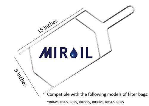 MirOil BF1A Fryer Oil Filter Bag Holder, Hot & Cold Cooking Oil for Oil Filtration for Deep Fryers, Fits on Top of Fryer Oil Filter Pots, Pails and Storage Containers, Extends Oil Life (FRAME ONLY)