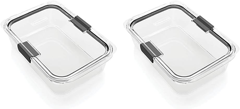 Rubbermaid Brilliance Food Storage Container, Large, 9.6 Cup, Clear 2024351 (Pack of 2)