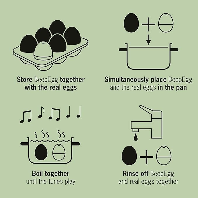 BeepEgg Basic Turquoise – Egg Timer for Boiling Eggs – Musical Egg Cooker for Soft, Medium, Hard Eggs – Food Safe – Singing Floating Egg Timer – Egg Cooker for 3 Levels of Doneness - Brainstream