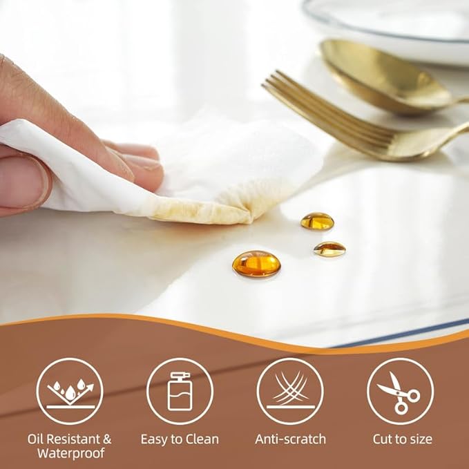 Warmstar Clear Table Cover Protector 30 x 54 Inch,1.5mm Thick Plastic Table Cover Rectangle,PVC Clear Table Protector,Desk Protector Mat for Kitchen, Dresser, Writing Desk，Dining Room Table
