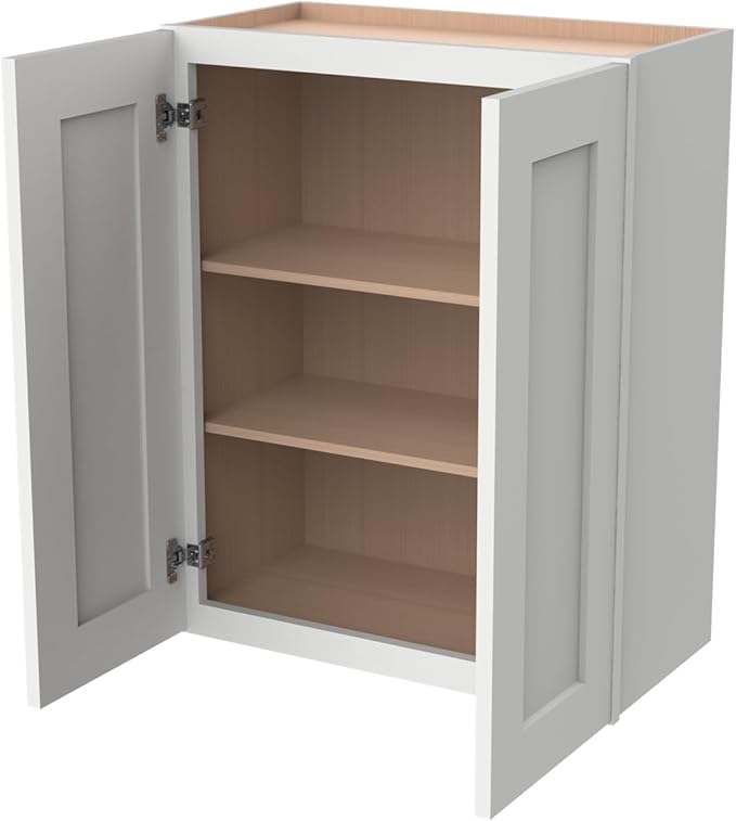 Wall-Mounted Cabinet – Solid Wood Shaker Style Medicine Cabinet with Adjustable Shelves & Soft-Close Doors for Bathroom, Kitchen, and Office Storage (Origami White, 39" W x 12" D x 42" H)