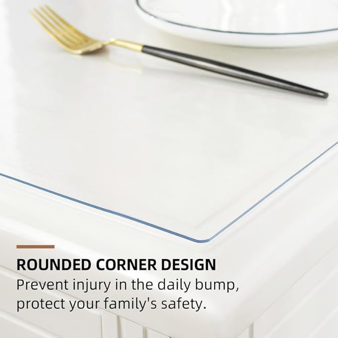 Warmstar Clear Table Cover Protector 36 x 66 Inch,1.5mm Thick Plastic Table Cover Rectangle,PVC Clear Table Protector,Desk Protector Mat for Kitchen, Dresser, Writing Desk，Dining Room Table