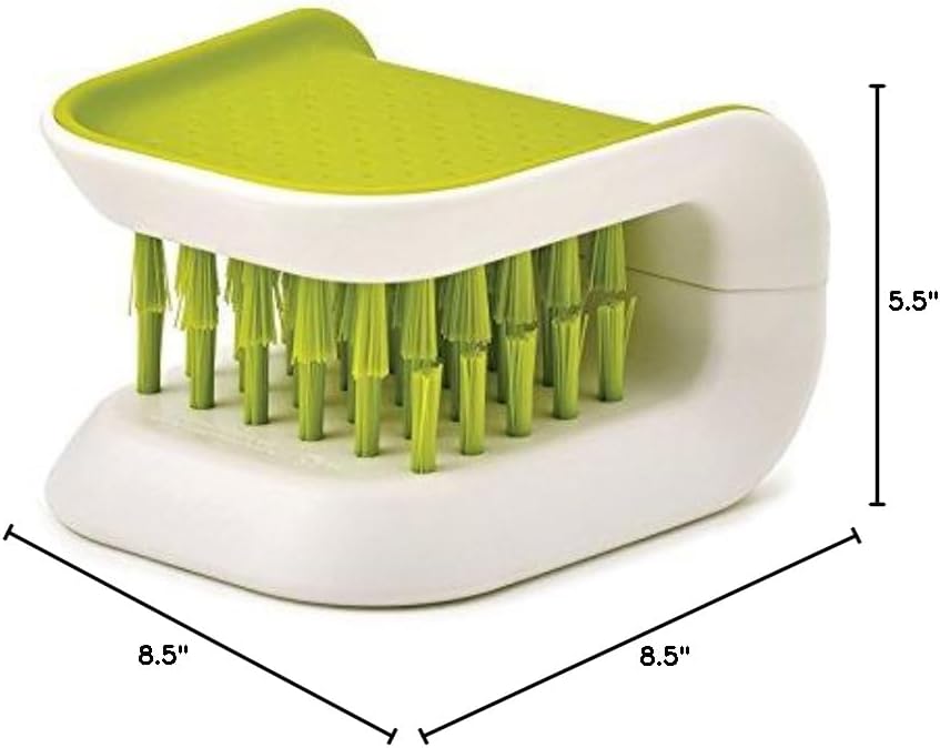 Non-Slip Blade Brush, Knife Cleaner, ABS Cutlery Cleaner, Green Double Sided Bristle Scrubber for Kitchen Chopsticks Fork Spoon Knives Washing by Doxishruky (Green, 1pc)