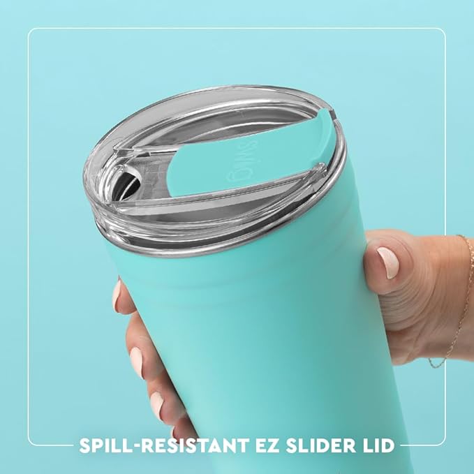 Swig Life 24oz Party Cup, Stackable Insulated Travel Coffee Tumbler with EZ Slider Lid, Cup Holder Friendly Travel, Stainless Steel 24 oz Tumbler, Reusable Mug (Bubbly)