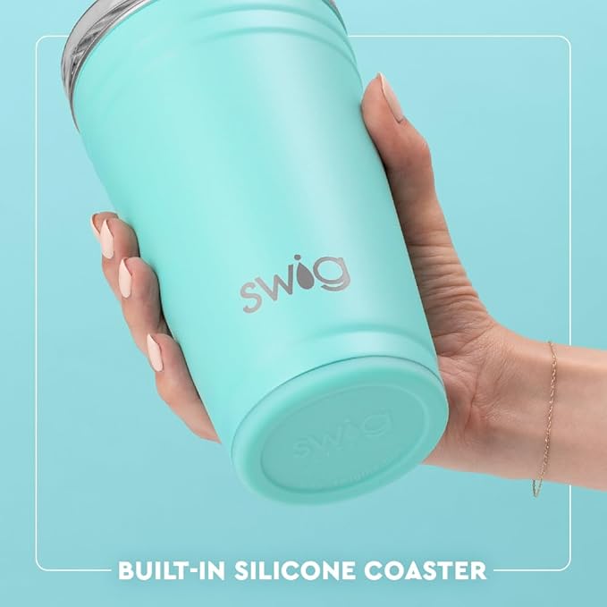 Swig Life 24oz Party Cup, Stackable Insulated Travel Coffee Tumbler with EZ Slider Lid, Cup Holder Friendly, Stainless Steel 24 oz Tumbler, Reusable Coffee Mug (Full Bloom)