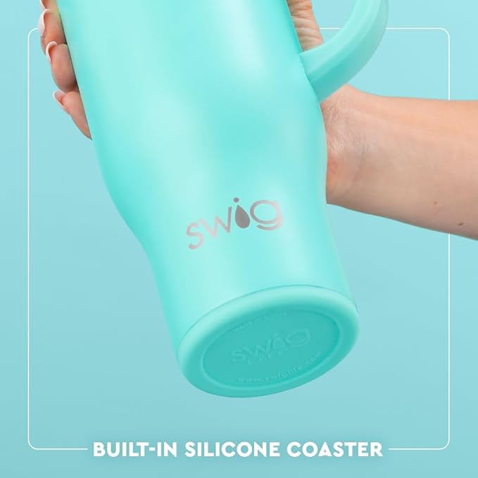 Swig Life 30oz Mega Mug, 30 oz Tumbler with Handle and Straw, Cup Holder Friendly, Dishwasher Safe, Extra Large Insulated Tumbler, Stainless Steel (Get Crackin)