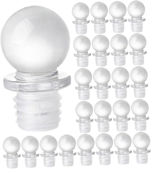 Luxshiny 24pcs Glass Ball Wine Stoppers Decorative Wine Saver Versatile Bottle Caps for Aromatherapy Perfume Glass Design