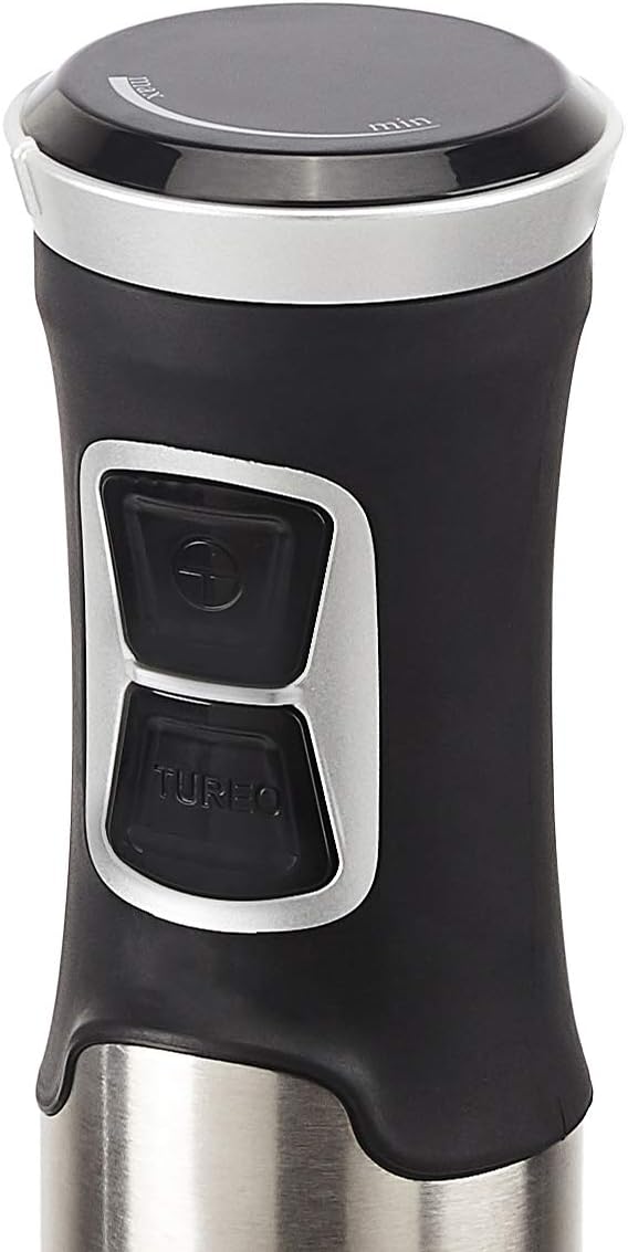 Amazon Basics Multi-Speed Immersion Hand Blender for Kitchen Mixing, Smoothies, Soups, 500 Watt Powerful, Silver