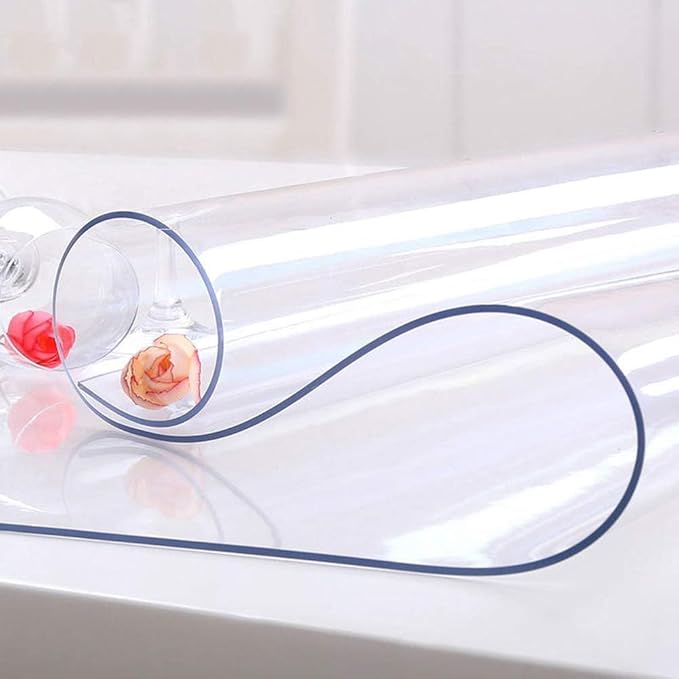 NECAUX 17 x 56 Inch Clear Table Protector, 1.5mm Thick Plastic Desk Pad Mat of Desk Vinyl Clear Table Top Cover Protector for Coffee Table Computer Desk Writing Desk Dresser Vanity Makeup Room Decor
