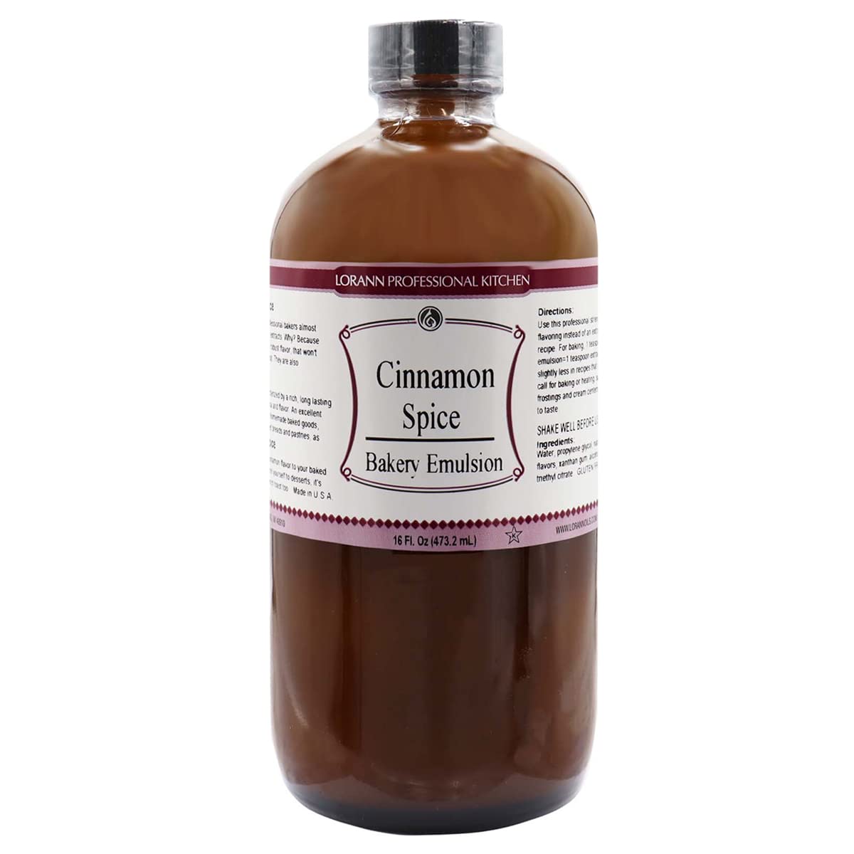 Lorann Oils Cinnamon Spice Bakery Emulsion: True Cinnamon Essence, Perfect for Enhancing Spiced Undertones in Baked Goods, Gluten-Free, Keto-Friendly, Cinnamon Extract Alternative for Your Kitchen