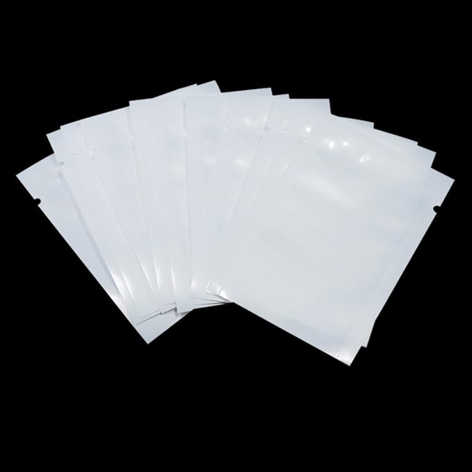 PABCK 300 Pack 3.5x5.1 inch (Usable Size 3.1x4.7 inch) White Clear Front Open Top 2.8mil Plastic Vacuum Pouch Heat Sealable Bags for Food Storage Packets Mini Sample with Tear Notches