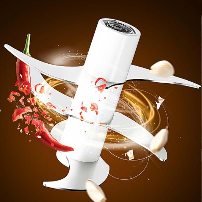Electric Garlic Chopper, Mini Portable Veggie Cutter with 4/6 Stainless Steel Blades, Portable Wireless Rechargeable Mini Electric Garlic Food Chopper for Garlic, Onion, Chili, Nuts (2PCS-A,250ML)