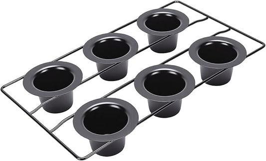 HEEPDD 6 Cup Popover Pans, Popover Pans Heavyweight Carbon Steel Bakeware Easy to Pan for Pudding Muffins Popovers Baking 6 Cup, Deep Non Stick Sturdy loaf pan