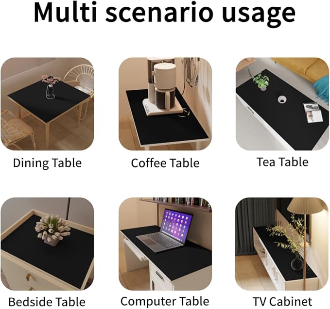 Wood Table Protector Pad - 36x96 Inch Waterproof Easy to Clean Can Conceal Flaws Protector The Table Top from Scratches Used for Dining (Black+Black 36x96)