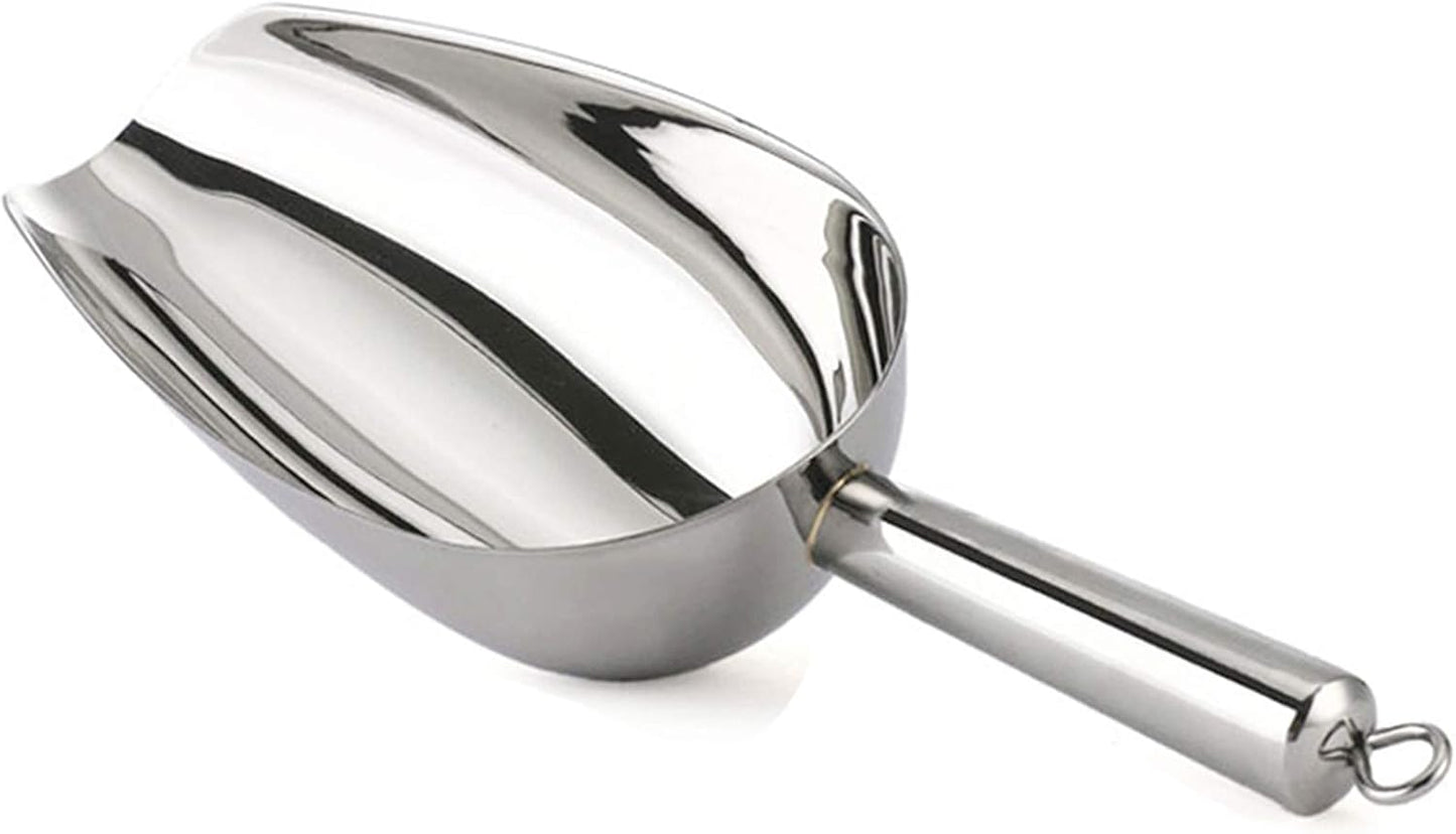 TeamFar 8oz Ice Scoop, Stainless Steel Food Scoop Metal Ice Scooper for Kitchen Bar Party Wedding, Heavy Duty & Sturdy, Easy Storage & Versatile, Mirror Finish & Smooth Edge, Dishwasher Safe