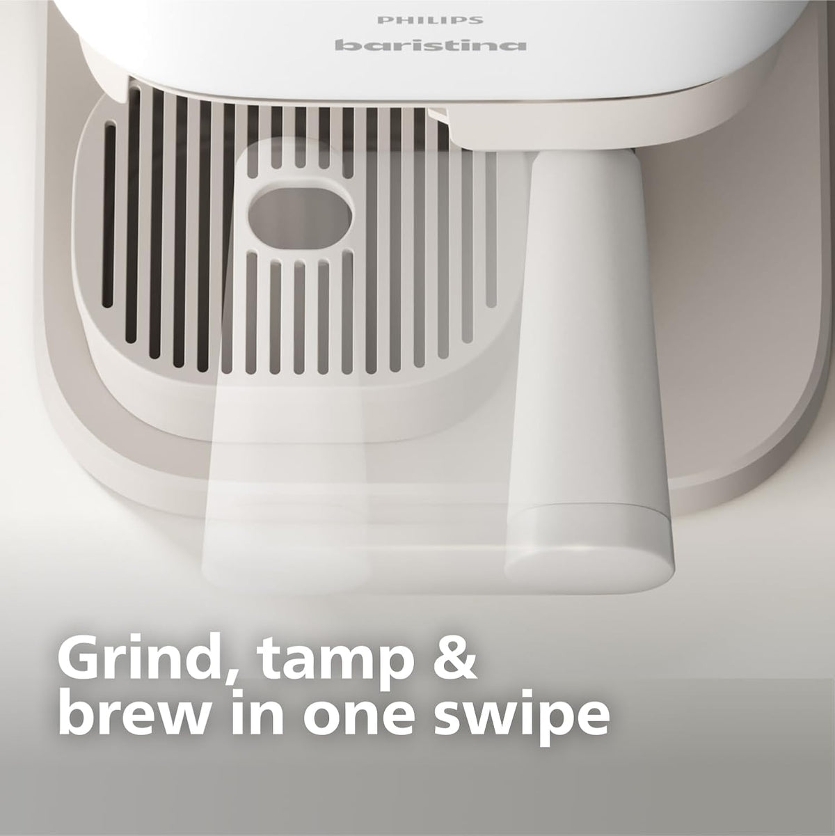 Philips Baristina Espresso Machine+Milk Frother Bundle. Real espresso. Compact coffee machine, portafilter, grinder, Cafe Crema. Dairy & Non-Dairy Milk foam. Hot & Cold. Easy Clean. White (BAR303/00)