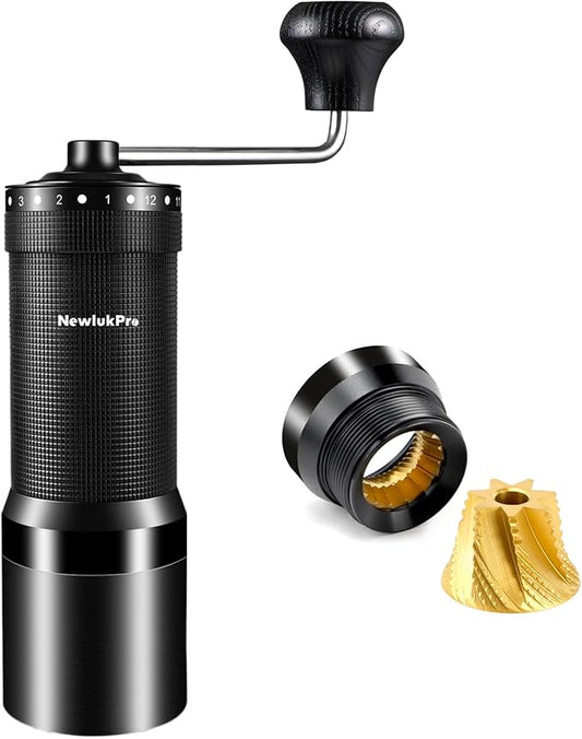 M7 Pro Manual Coffee Grinder,Titanium Coating Conical Burr,Hand Coffee Grinder with External 72 Grinding Scales,All-round Hand Grinder for Pour Over Drip French Press Espresso (Black)