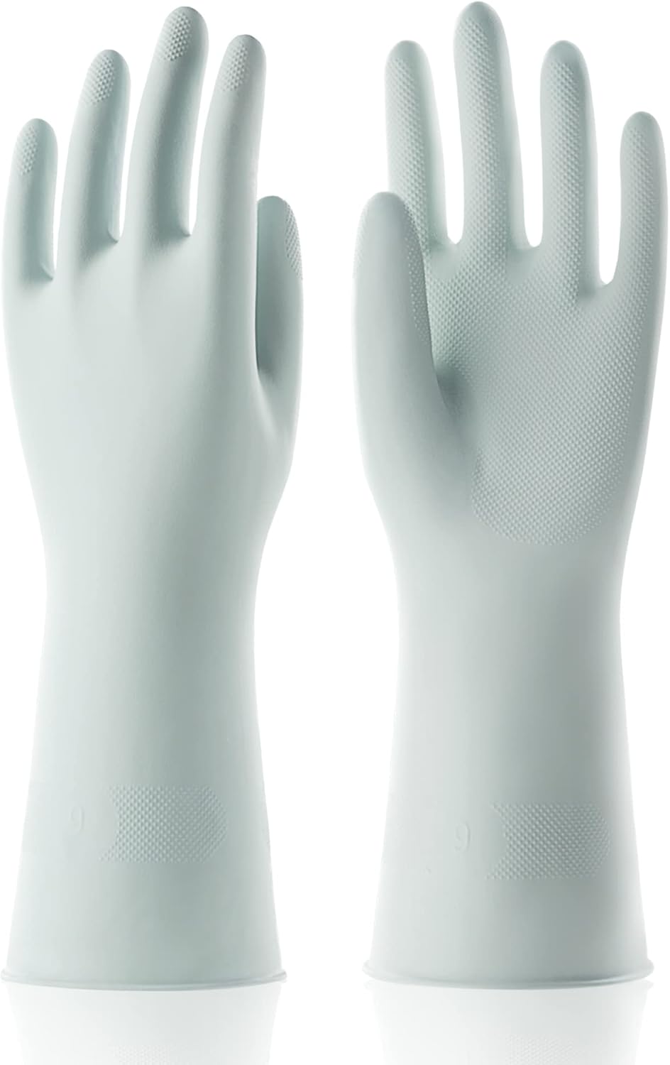 COOLJOB Large Household Rubber Gloves with Cotton Liner & Non-slip Grip, Waterproof Long Lasting Dishwashing Gloves for Kitchen & Bathroom Cleaning, Mint Green, 1 Pair