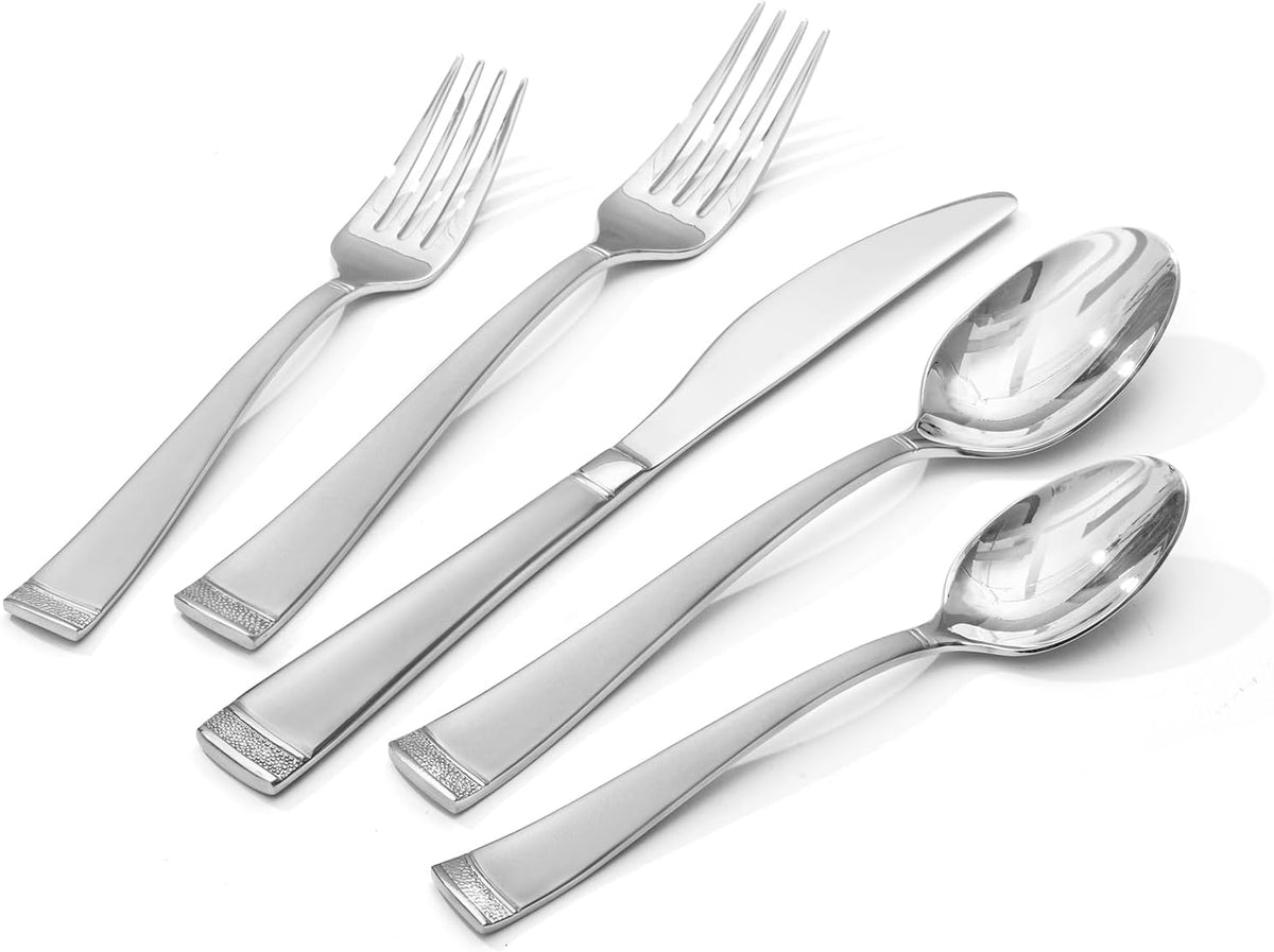 KINGSTONE Silverware Set, 40-Piece Flatware Set for 8, 18/10 Stainless Steel Cutlery Set with Bead Edge, Utensil for Kitchen, Home, Party, Wedding, Mirror Polished, Dishwasher Safe, Featured Gifts