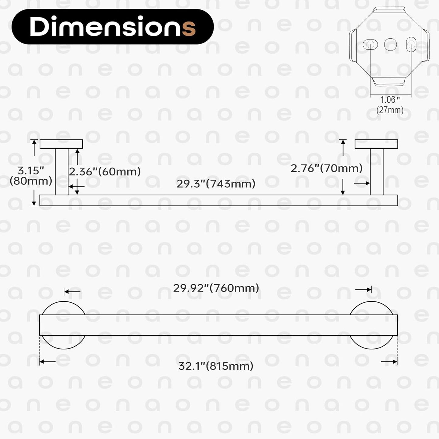 32 Inch Bathroom Towel Bar Bath Towel Rack Kitchen Towel Holder Long Towel Rails Wall Mounted SUS304 Stainless Steel 2 Pack Oil Rubbed Bronze AN4001ORB-L32-P2