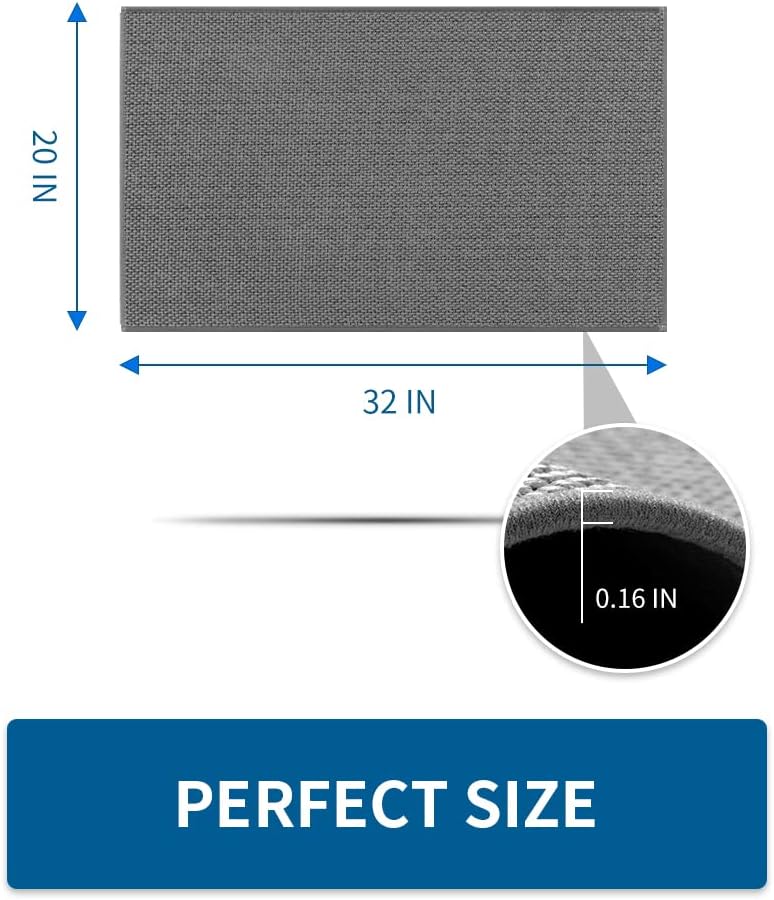 Kitchen Rugs and Mats Non Skid Washable, Absorbent Runner Rugs for Kitchen, Front of Sink, Kitchen Mats for Floor (Dark Grey, 20"x32")