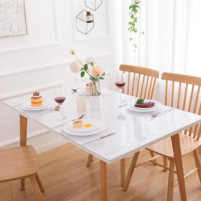 20 x 54 Inch Clear Table Cover Protector, Clear Table Protector for Dining Room Table, 1.5mm Plastic Table Cover, Waterproof Table Pad for Kitchen, Office