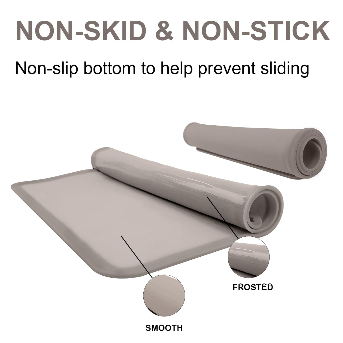 Silicone Placemat for Toddles Kids Non-Slip Reusable Portable Baby Placemats for Restaurant Stain-Proof Children Food Mats Eating Table Mat 2 Pack (Charcoal)