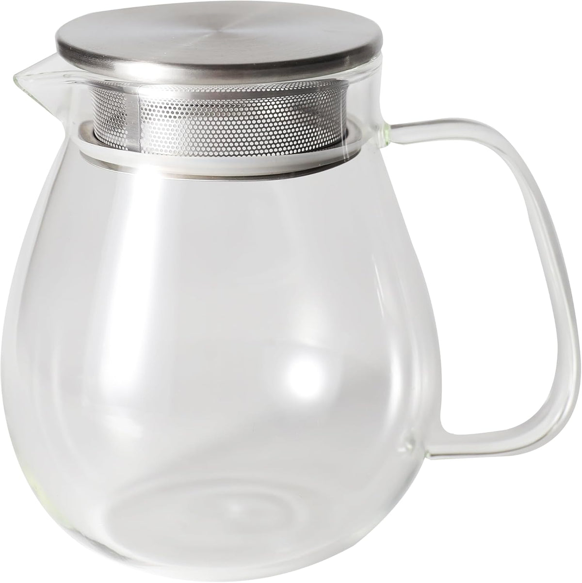 IwaiLoft Glass Teapot with Removable Stainless Steel Filter Lid Stovetop & Microwave Safe Borosilicate Glass Kettle for Loose Leaf, Blooming Tea And Coffee Sharing (24OZ)