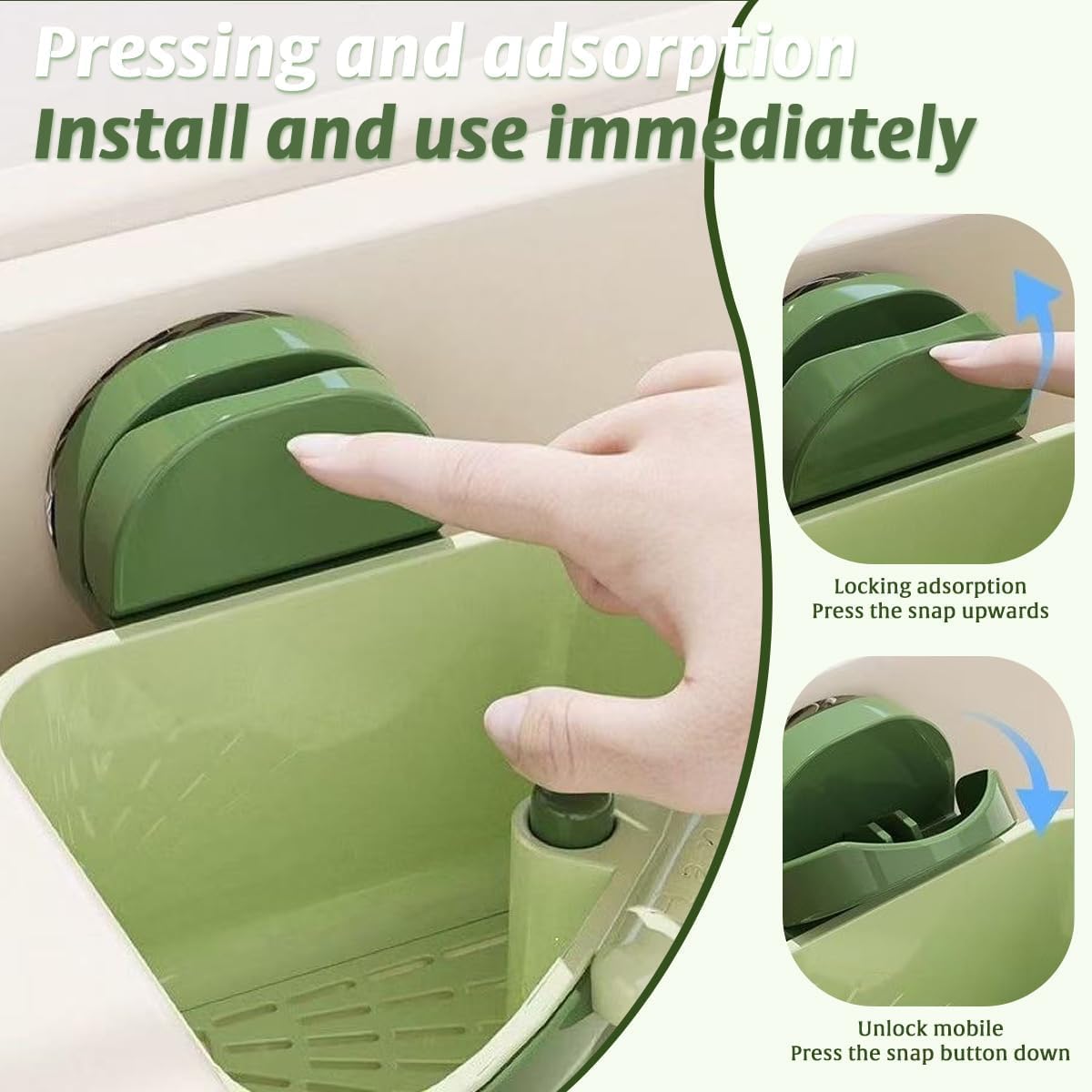 Suction Cup Sink Corner Rack, 2025 Upgraded Self-Cleaning Sink Strainer Basket, Removable Food Waste Catcher with Drain Hole, Say Goodbye to Gross Food Scraps and Smelly Sinks (Yellow)