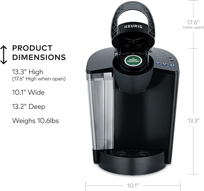 Keurig K-Classic Single Serve K-Cup Pod Coffee Maker, with 3 Brew Sizes, 48oz Removable Reservoir, Black