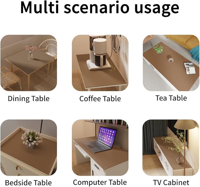 Dining Table Protector Pad for Dining Room Table - Can Be Used On Both Sides Waterproof and Easy to Clean Good Flatness Used for Dining Table(Mud Color+Champagne Gold 54x98)