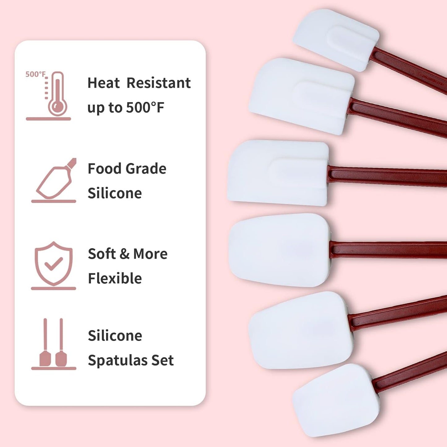 13.5 INCH Silicone Spatulas Heat Resistant Heavy Duty Rubber Spatulas Commercial Spatulas Set for Kitchen Use Silicone Cooking Utensils Sets of 2