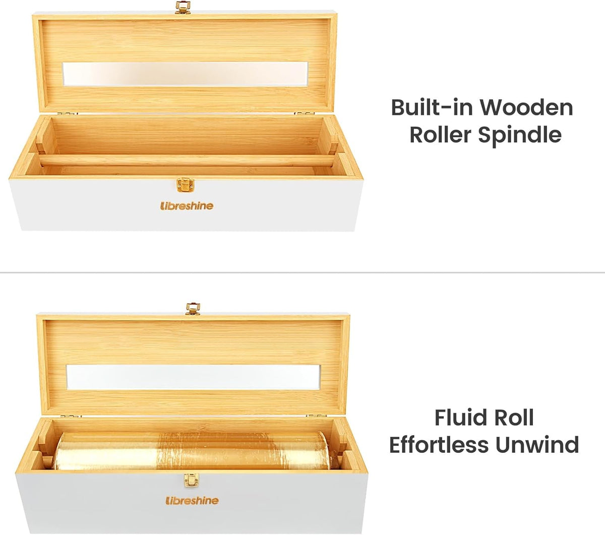 White 18 Inch Commercial Plastic Wrap Dispenser with Cutter & Roller - Heavy Duty 3000ft Film & 1000ft Foil Holder - Fits Butcher, Freezer, Kraft Paper for Restaurant Kitchen Food Service