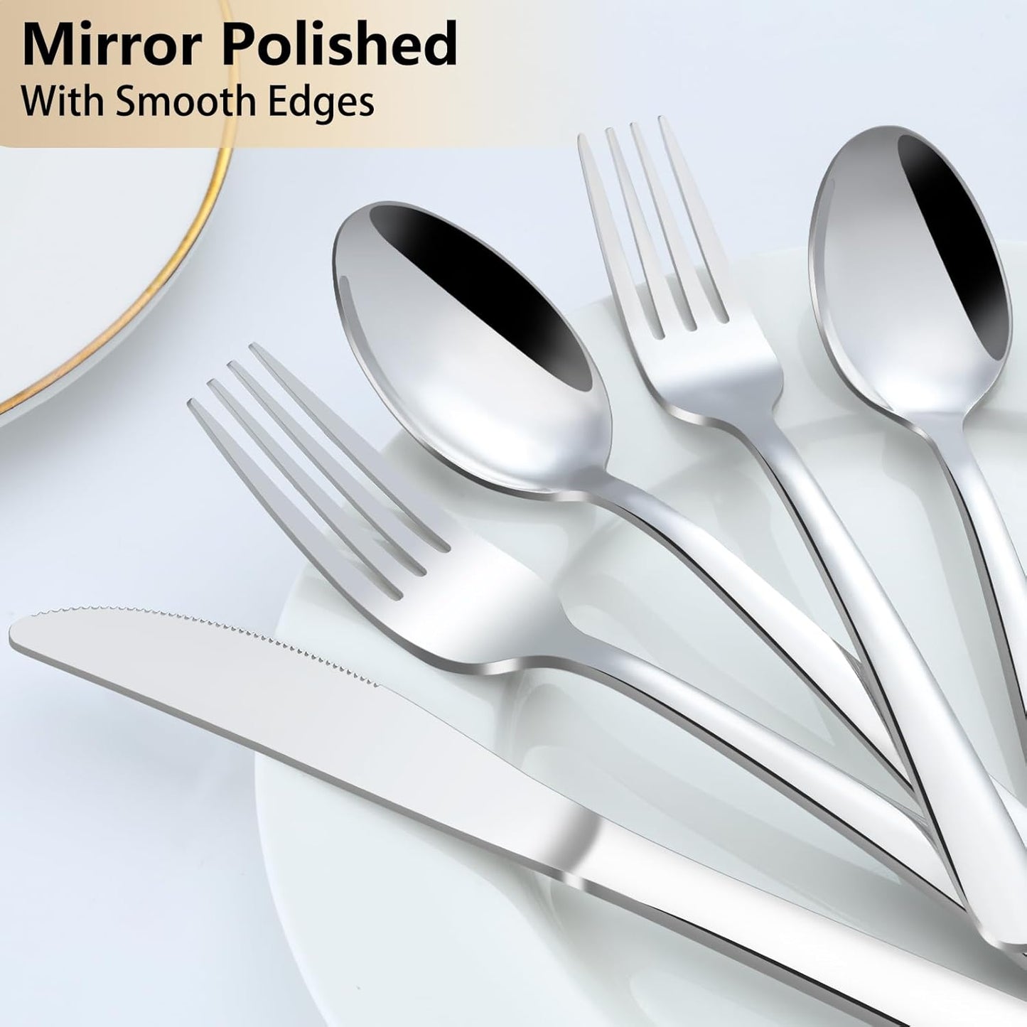Pleafind 60-Pcs Silverware Set Service for 12, Premium Stainless Steel Flatware Set, Include Forks Spoons and Knives Set, Mirror Polished Cutlery Utensil Set for Home Restaurant, Dishwasher Safe