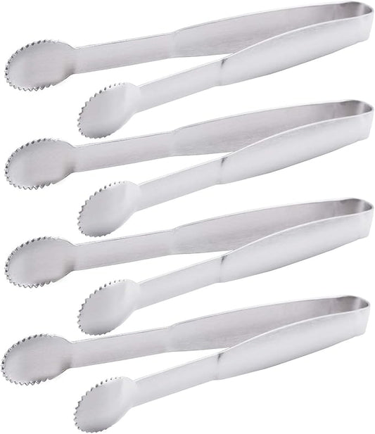Mini Tongs 5-3/4 Inch Stainless Steel Small Serving Tongs, Tiny Kitchen Tong for Appetizers, Tea Party, Coffee Bar, Desserts, Set of 4