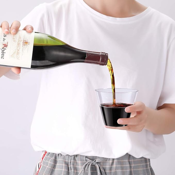 JOLLY CHEF 𝟐𝟎𝟎 𝐏𝐚𝐜𝐤 𝟗 𝐨𝐳 Clear Disposable Plastic Cups Heavy-duty Party Glasses, Disposable Cups for Thanksgiving, Halloween,Christmas Party