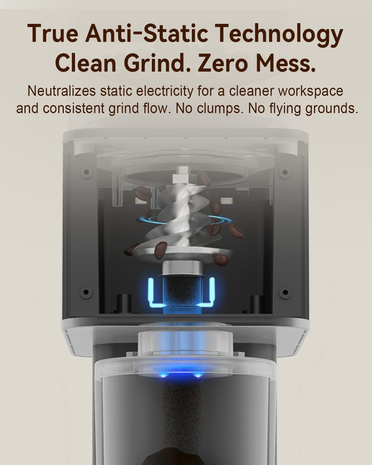 MOKKOM Coffee Grinder with Removable Coffee Scale via Bluetooth Connectivity, Anti-static Conical Burr Coffee Bean Grinder, 31 Precise Settings for Espresso/Drip/Pour Over/Cold Brew/French Press